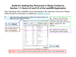 Adding Key Personnel or Study Contact in Section 1.1