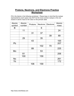 Protons, Neutrons, and Electrons Practice Worksheet