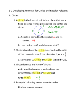 92 Developing Formulas for Circles and Regular Polygons A