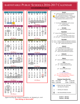 2016 - 2017 School Calendar