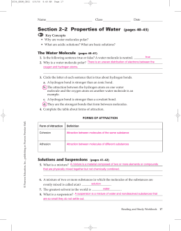 Section 2–2 Properties of Water (pages 40–43)