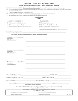 official transcript request form - Mount Vernon Nazarene University