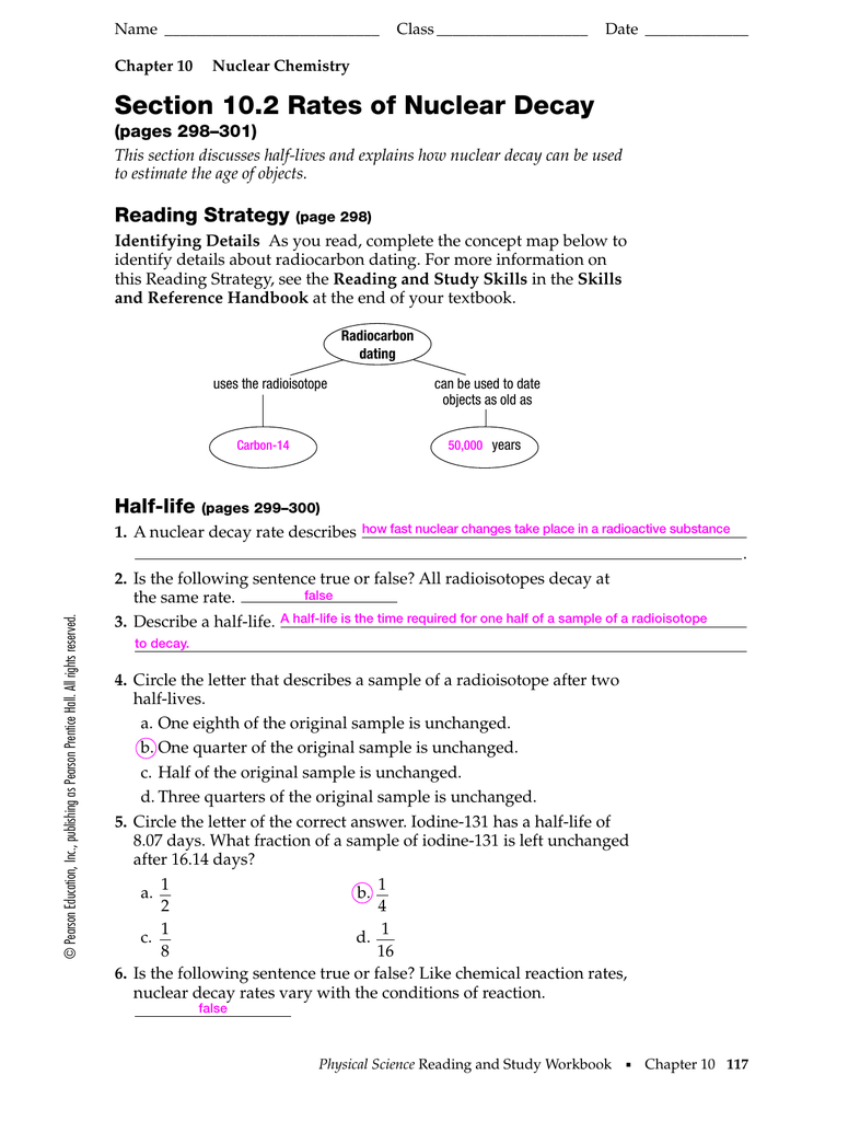 Section 2222.22 Rates of Nuclear Decay Regarding Nuclear Chemistry Worksheet Answer Key