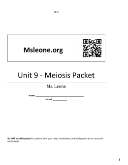 Unit 9 - Meiosis Packet