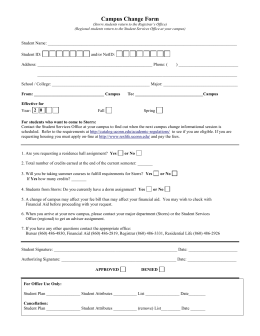 Campus Change Form - Office of the Registrar