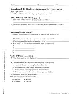 Section 2-3 Carbon Compounds (pages 44-48)