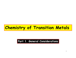 Chemistry of Transition Metals