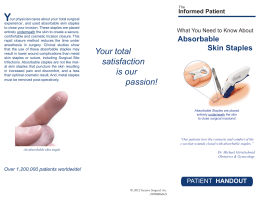 Patient Handout - INSORB Absorbable Skin Stapler