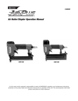Air Nailer/Stapler Operation Manual