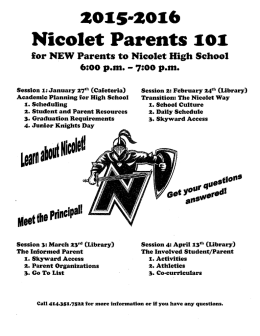Nicolet Parents 101