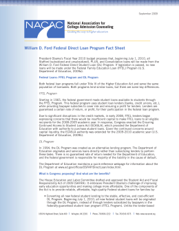 William D. Ford Federal Direct Loan Program Fact Sheet
