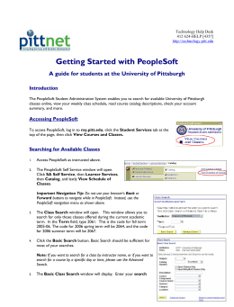 Getting Started With PeopleSoft - University of Pittsburgh at Bradford