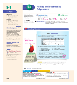 9-1 Adding and Subtracting Polynomials