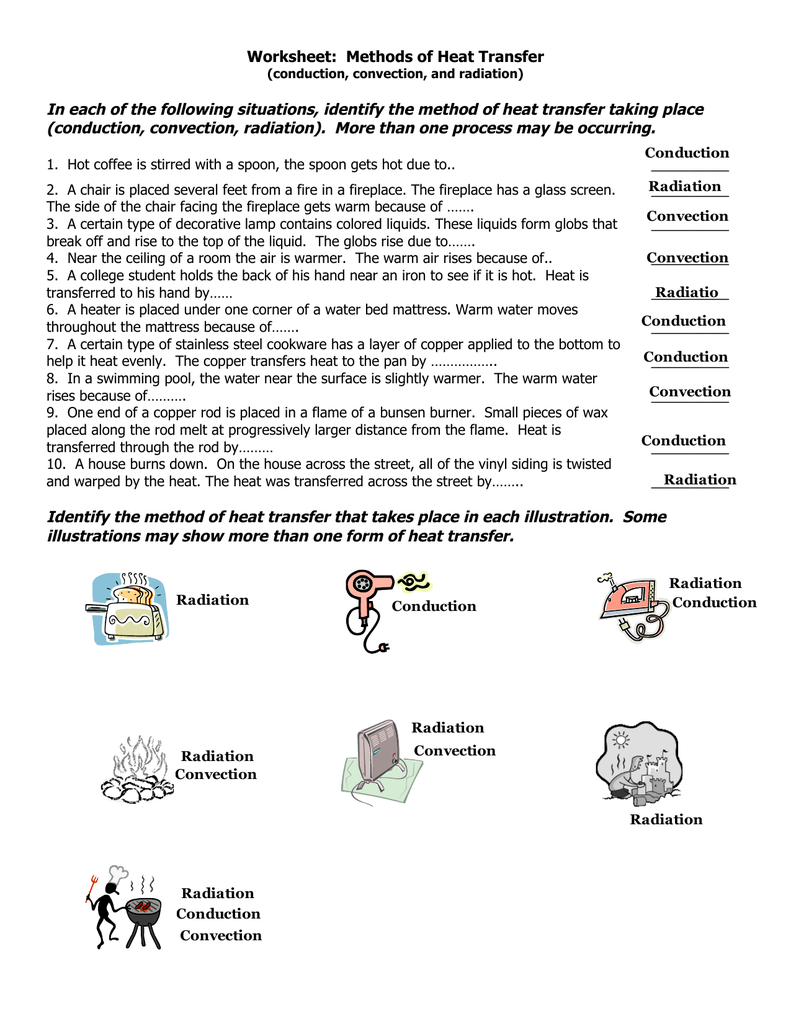 In each of the following situations, identify the method Intended For Worksheet Methods Of Heat Transfer