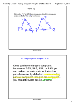 Geometry Lesson 4-4 Using Congruent Triangles CPCTC.notebook