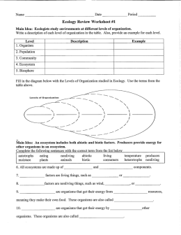 Ecology Review Worksheet #1