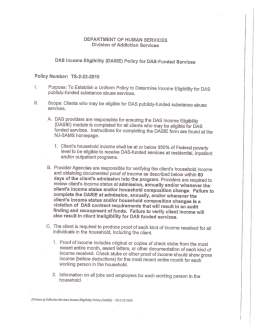 NJ Division of Mental Health and Addiction Services, DAS Income