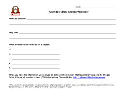 Oakridge Citation Worksheet