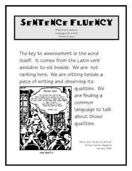 Sentence fluency - Writers` Workshop K-6