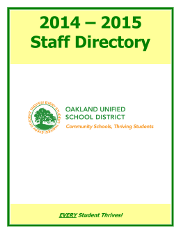 2014 – 2015 Staff Directory - Oakland Unified School District