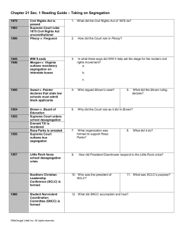 Chapter 21 Sec. 1 Reading Guide – Taking on Segregation