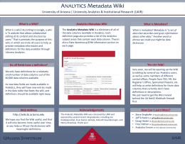 Analytics Metadata Wiki - UAccess Community