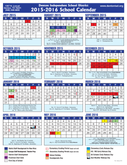 2016-2017 School Calendar