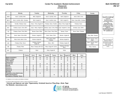 Fall 2016 Center For Academic Student Achievement