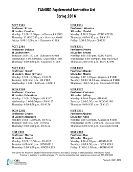 TAMUCC Supplemental Instruction List Spring 2016