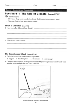 Section 4—1 The Role of Climate (pages 87-89)