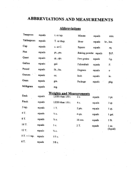 ABBREVIATIONS AND MEASUREMENTS