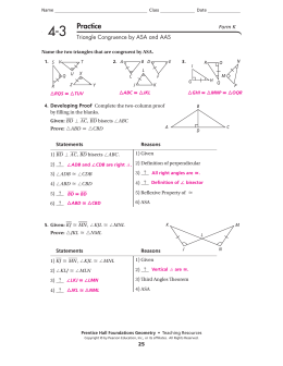 Triangle Congruence by ASA and AAS