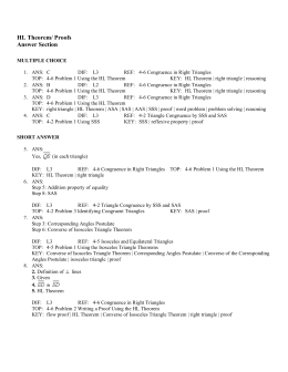 HL Theorem/ Proofs Answer Section