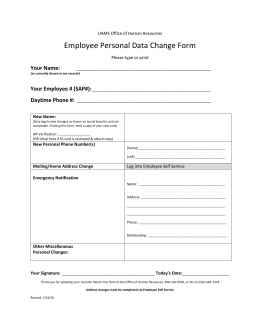 Employee Personal Data Change Form