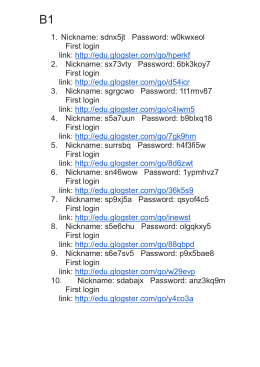 1. Nickname: sdnx5jt Password: w0kwxeol First login link: http://edu