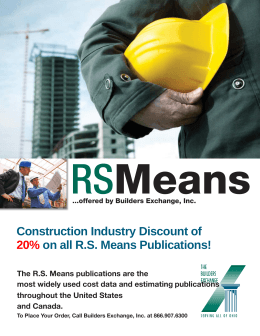 Construction Industry Discount of 20% on all R.S. Means Publications!