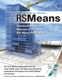 Construction Industry Discount of 25% on all R.S. Means Publications!