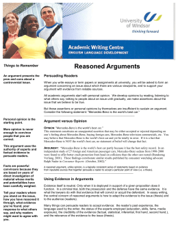 Reasoned Arguments - University of Windsor