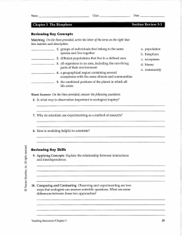 Chapter 3 The Biosphere Reviewing Key Concepts