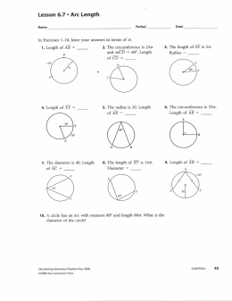 Lesson 6.7 ` Arc Length