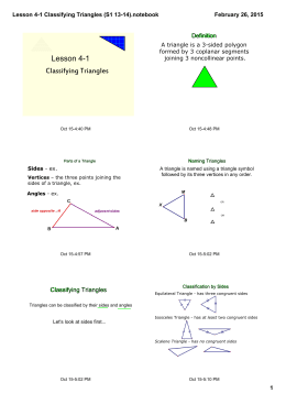 Lesson 4-1 Classifying Triangles (S1 13