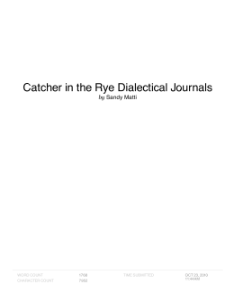 Catcher in the Rye Dialectical Journals