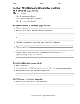 Section 19-3 Diseases Caused By Bacteria And Viruses