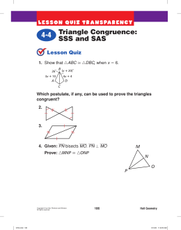 Day 4 x Exit Quiz 1 Congruent Triangles