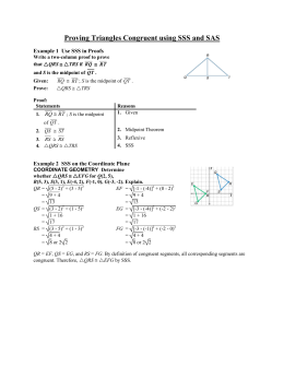 Proving Triangles Congruent Using SSS and SAS