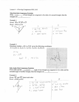 Lesson 4 — 4 Proving Congruence-SSS, SAS Sid`e