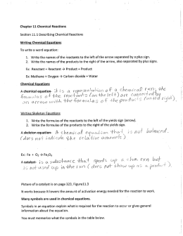 Section 11.1 Describing Chemical Reactions