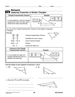 7-4 Applying Properties of Similar Triangles