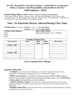 Fall Semester – 2014 Note: No Electronic Devices