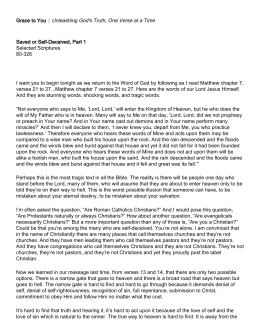 Saved or Self-Deceived, Part 1